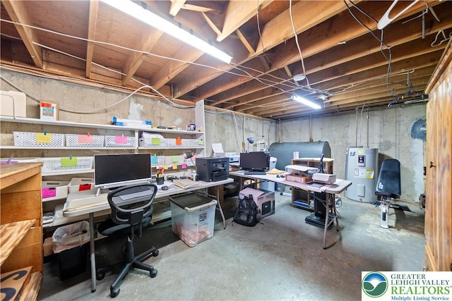 275 E Thomas Ave, Hellertown Boro, PA 18055 - unfinished below grade area with electric water heater and an office area