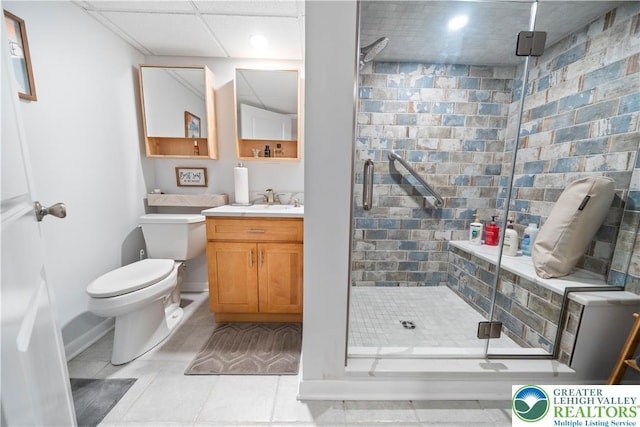 275 E Thomas Ave, Hellertown Boro, PA 18055 - full bathroom featuring vanity, a shower stall, tile patterned floors, and recessed lighting
