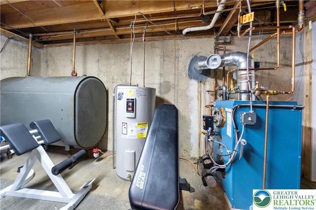 275 E Thomas Ave, Hellertown Boro, PA 18055 - utility room featuring heating fuel, electric water heater, and a heating unit