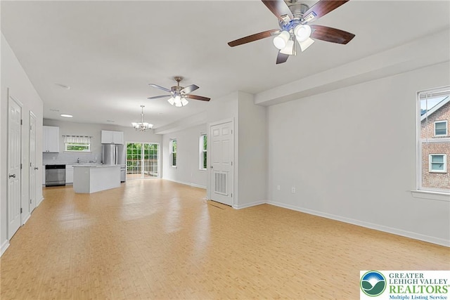 273 W Fairview St W, Bethlehem City, PA 18018 - unfurnished living room with ceiling fan and a chandelier