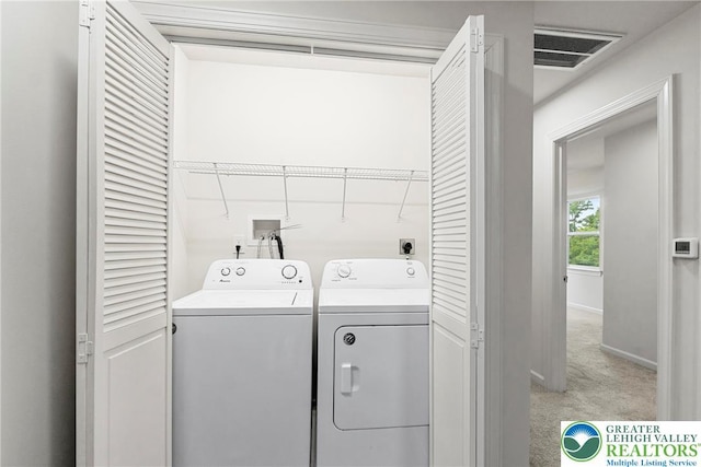 273 W Fairview St W, Bethlehem City, PA 18018 - washroom with light colored carpet and washing machine and dryer