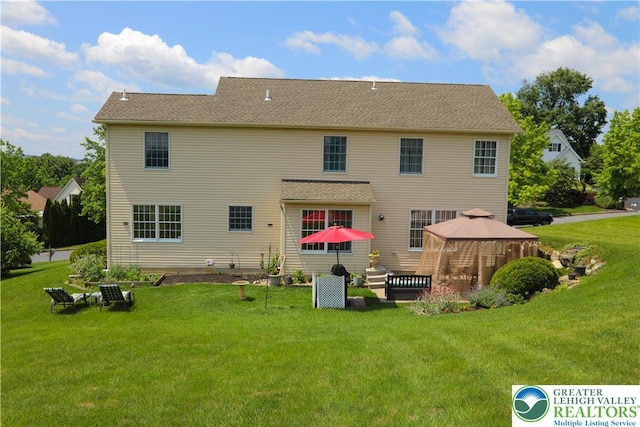 3104 Peacock Dr, Bethlehem Twp, PA 18020 - back of property featuring a gazebo and a lawn
