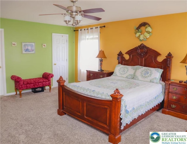 3104 Peacock Dr, Bethlehem Twp, PA 18020 - bedroom with light carpet and ceiling fan