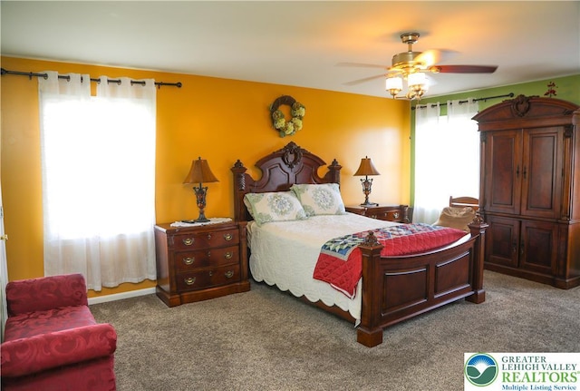 3104 Peacock Dr, Bethlehem Twp, PA 18020 - carpeted bedroom featuring a ceiling fan