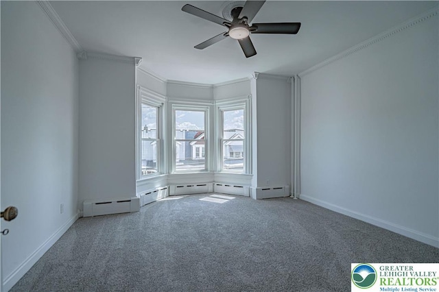 622 N Jefferson St, Allentown City, PA 18102 - carpeted empty room with ornamental molding and a ceiling fan