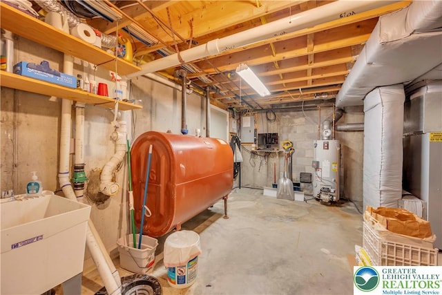101 Blackstone Dr, Bushkill Twp, PA 18091 - unfinished basement featuring heating fuel, gas water heater, and electric panel