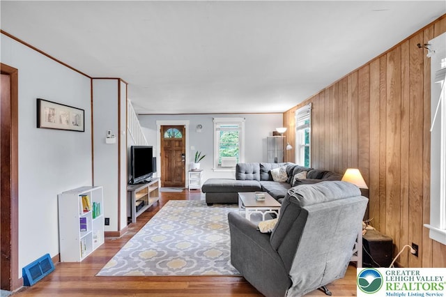 1008 7th, Perkasie Boro, PA 18944 - living room featuring wooden walls and wood finished floors