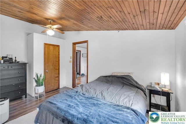 1008 7th, Perkasie Boro, PA 18944 - bedroom with wood ceiling, wood finished floors, and a ceiling fan