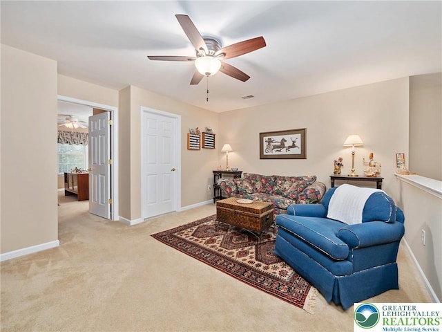 4112 Pine Hurst Dr, Allen Twp, PA 18067 - living room with a ceiling fan and light carpet