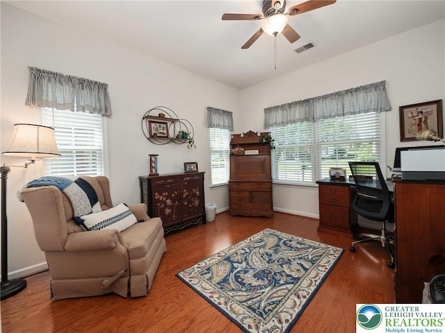4112 Pine Hurst Dr, Allen Twp, PA 18067 - office with a ceiling fan and wood finished floors