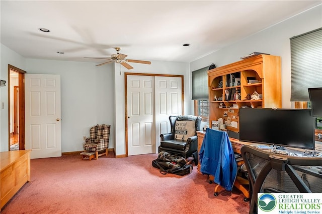 530 Station Rd, Richland Twp, PA 18951 - carpeted office featuring ceiling fan and recessed lighting