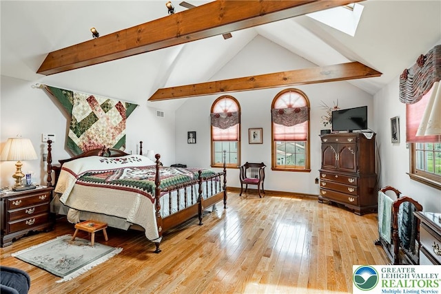 530 Station Rd, Richland Twp, PA 18951 - bedroom with light wood-style flooring and a skylight