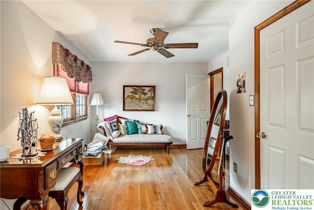 530 Station Rd, Richland Twp, PA 18951 - living room with ceiling fan and light wood-style floors