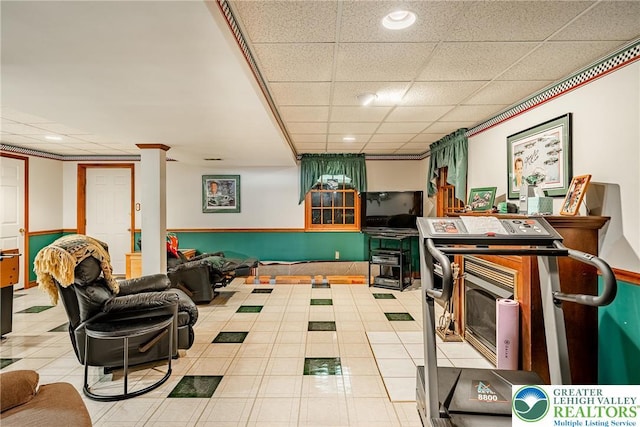 530 Station Rd, Richland Twp, PA 18951 - playroom with a drop ceiling, tile patterned floors, and recessed lighting