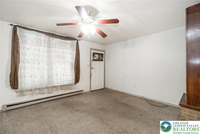 438 N 9th St, Allentown City, PA 18102 - carpeted spare room with a baseboard heating unit and ceiling fan