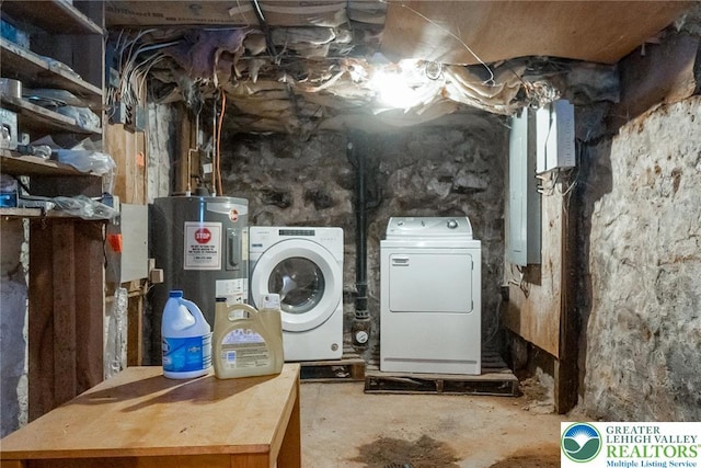 438 N 9th St, Allentown City, PA 18102 - unfinished below grade area with water heater, independent washer and dryer, and electric panel