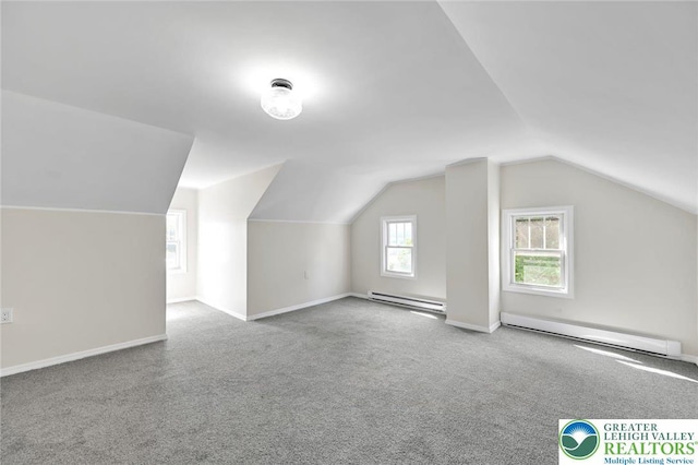 308 Washington St, Tamaqua Boro, PA 18252 - bonus room with baseboard heating, vaulted ceiling, and carpet