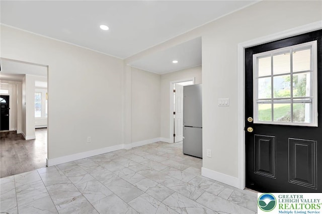308 Washington St, Tamaqua Boro, PA 18252 - entrance foyer featuring light marble finish floors and recessed lighting