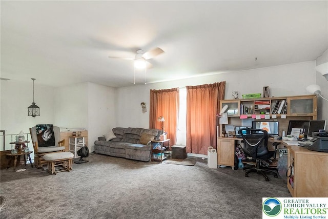 2057 Grove St, South Whitehall Twp, PA 18104 - carpeted home office with a ceiling fan