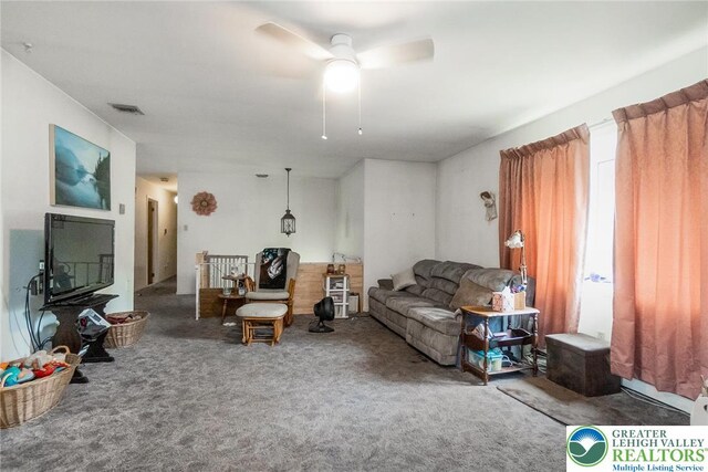 2057 Grove St, South Whitehall Twp, PA 18104 - carpeted living area featuring ceiling fan