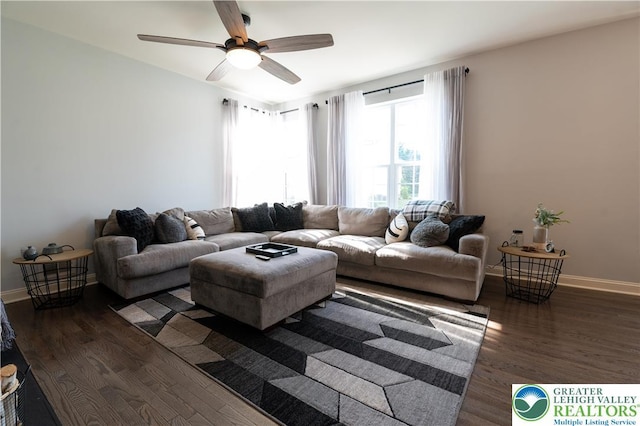 420 Rinaldi Ln, Forks Twp, PA 18040 - living area with wood finished floors and ceiling fan