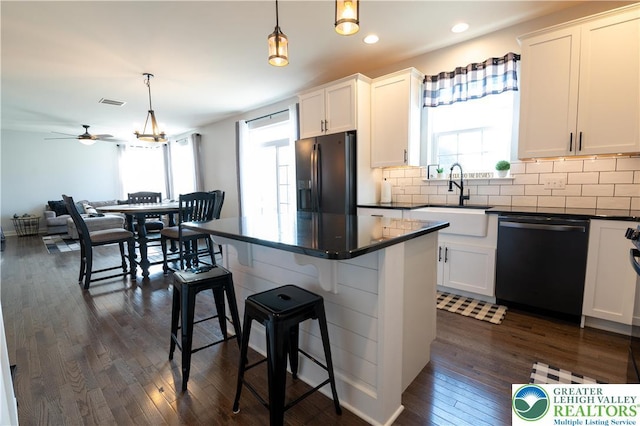 420 Rinaldi Ln, Forks Twp, PA 18040 - kitchen featuring dishwasher, fridge with ice dispenser, dark countertops, healthy amount of natural light, and recessed lighting