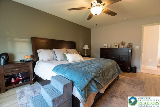 420 Rinaldi Ln, Forks Twp, PA 18040 - bedroom with light wood-type flooring and ceiling fan