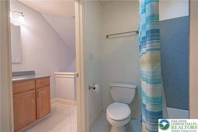 2650 Eagle Ln, Lower Saucon Twp, PA 18055 - bathroom featuring vanity, tile patterned flooring, and lofted ceiling