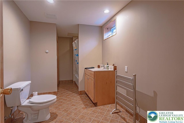 2650 Eagle Ln, Lower Saucon Twp, PA 18055 - full bathroom featuring vanity, shower / bath combo, and recessed lighting