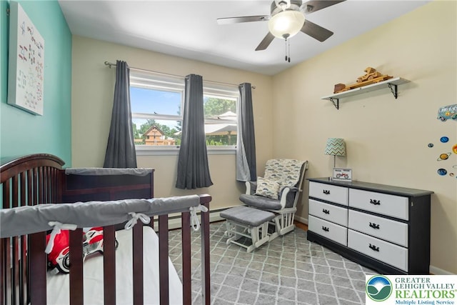 2213 W Woodlawn St, South Whitehall Twp, PA 18104 - bedroom featuring ceiling fan and baseboards