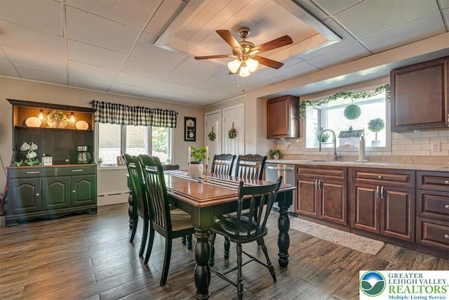 259 5th St, Coaldale Boro, PA 18218 - dining area featuring plenty of natural light, dark wood-style flooring, and a ceiling fan