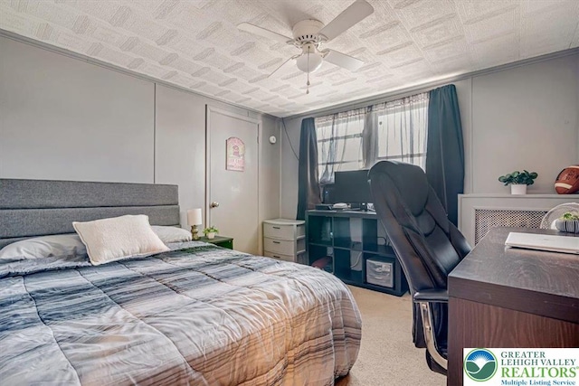 259 5th St, Coaldale Boro, PA 18218 - carpeted bedroom featuring an ornate ceiling and a ceiling fan