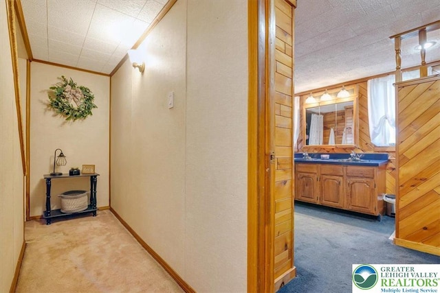 259 5th St, Coaldale Boro, PA 18218 - hallway featuring carpet and ornamental molding