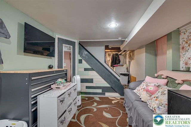 259 5th St, Coaldale Boro, PA 18218 - carpeted living room featuring stairway