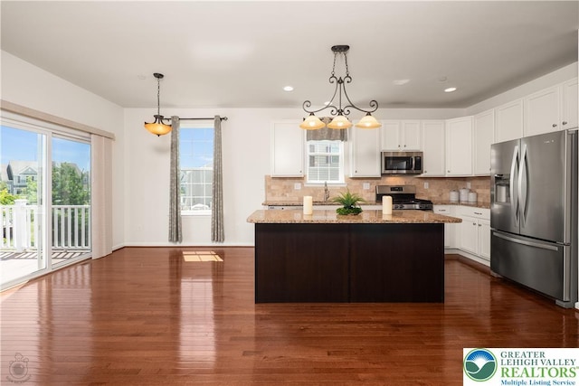 4618 Woodbrush Way, Upper Macungie Twp, PA 18104 - kitchen with stainless steel appliances, dark wood finished floors, white cabinets, and recessed lighting