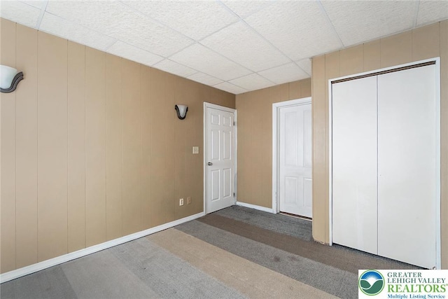 2103 N 1st Ave, Whitehall Twp, PA 18052 - unfurnished bedroom featuring a closet, carpet, and a drop ceiling