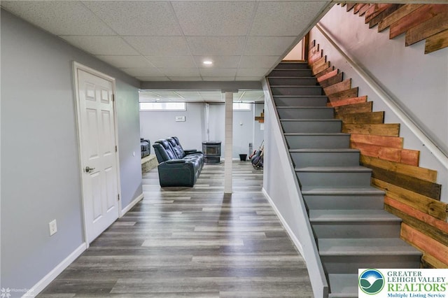 236 Moorestown Rd, Bushkill Twp, PA 18091 - stairway featuring a drop ceiling, wood finished floors, and recessed lighting