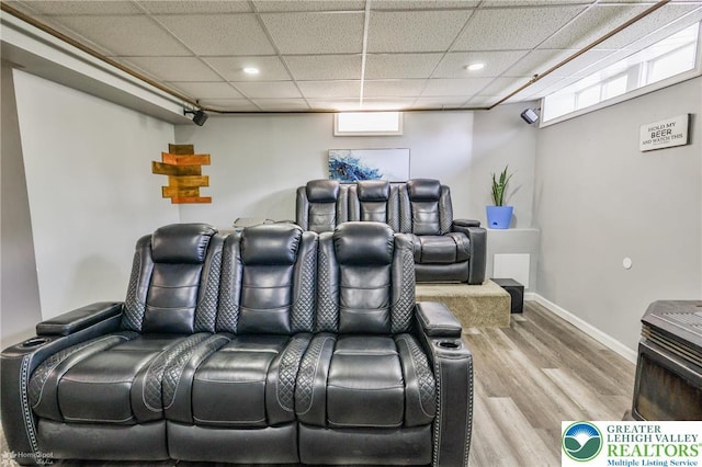 236 Moorestown Rd, Bushkill Twp, PA 18091 - cinema with wood finished floors, healthy amount of natural light, a paneled ceiling, and recessed lighting