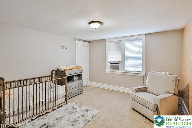650 Highland Ave, Bethlehem City, PA 18018 - bedroom featuring cooling unit, carpet flooring, and a nursery area