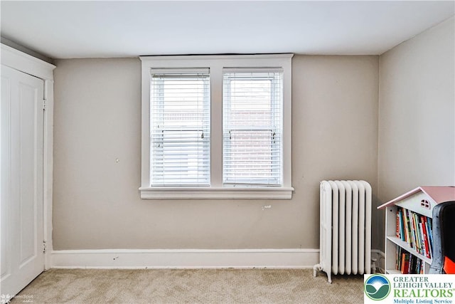 650 Highland Ave, Bethlehem City, PA 18018 - rec room featuring radiator heating unit, carpet, and healthy amount of natural light