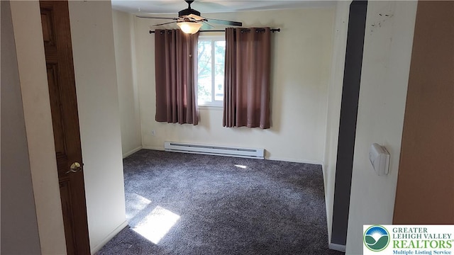 5278 Herman St, Heidelberg Twp, PA 18053 - spare room with baseboard heating, carpet flooring, and a ceiling fan