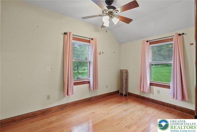 3224 Middle Easton Belmont Pike, Hamilton Twp, PA 18360 - additional living space featuring radiator heating unit, light wood-style floors, vaulted ceiling, and a ceiling fan