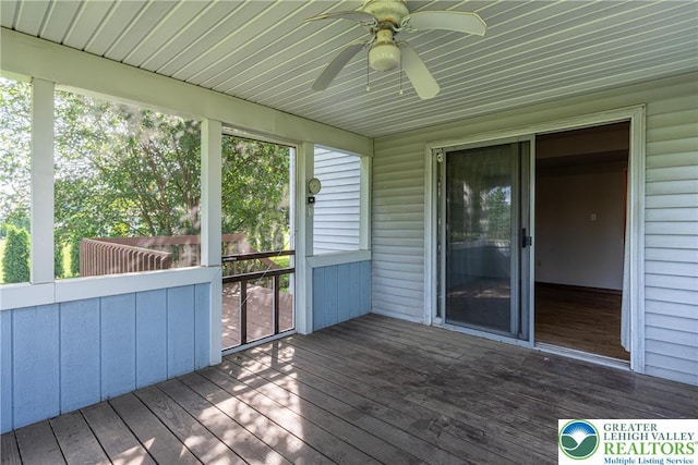 4834 Maple St, Lower Mt Bethel Twp, PA 18013 - unfurnished sunroom with ceiling fan and healthy amount of natural light