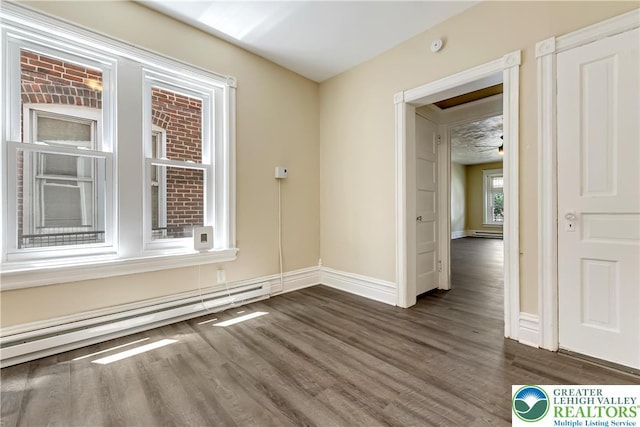 1744 W Chew St, Allentown City, PA 18104 - empty room featuring a baseboard radiator and dark wood-style flooring