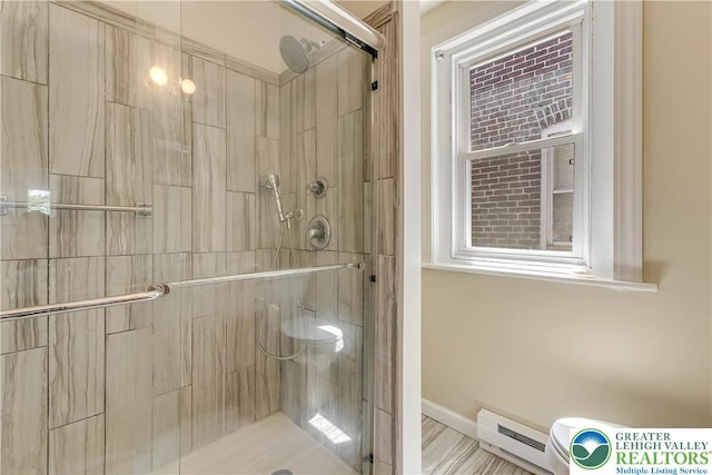 1744 W Chew St, Allentown City, PA 18104 - full bathroom with a baseboard heating unit and a stall shower