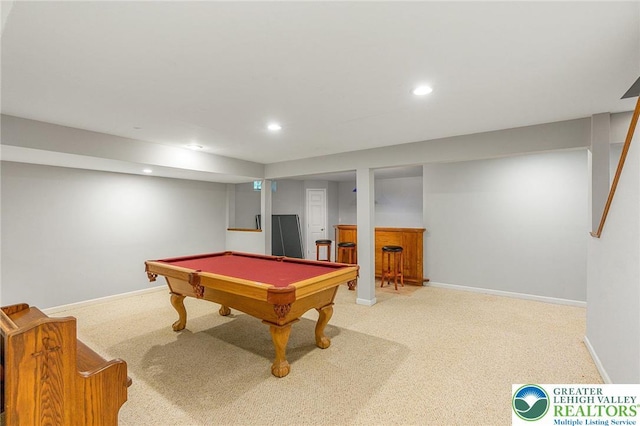 441 Sawgrass Dr, Upper Macungie Twp, PA 18104 - recreation room featuring pool table, carpet floors, and recessed lighting