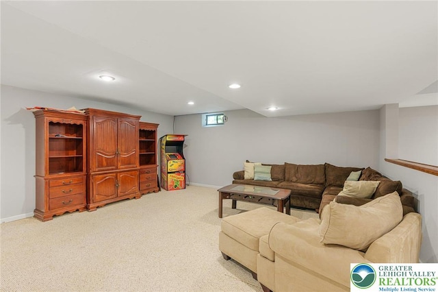 441 Sawgrass Dr, Upper Macungie Twp, PA 18104 - living area featuring light colored carpet and recessed lighting