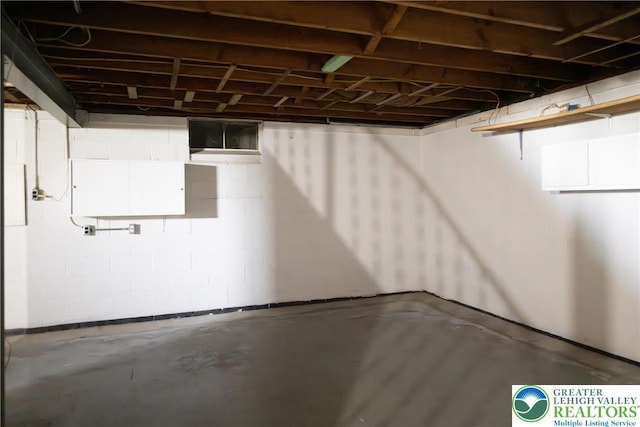 view of unfinished basement