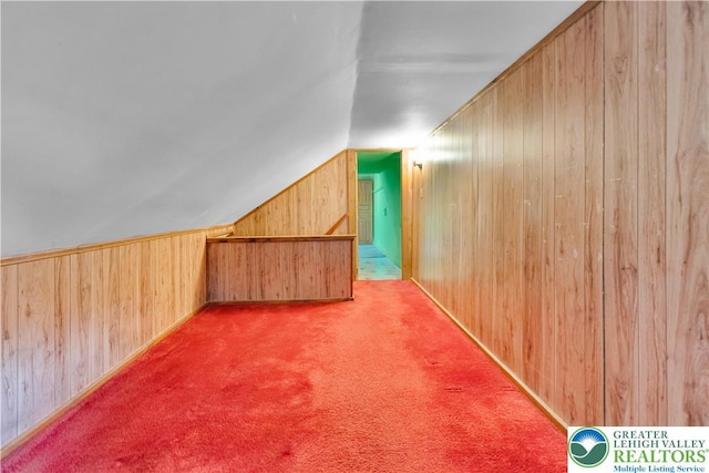 232 W Patterson St, Lansford Boro, PA 18232 - additional living space featuring wood walls, lofted ceiling, and carpet floors