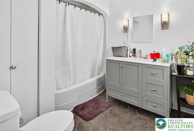 10 S Broad St, Bangor Boro, PA 18013 - bathroom with shower / bath combo with shower curtain, vanity, and tile patterned flooring